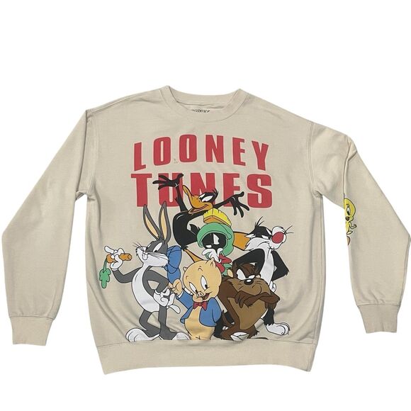 Looney Tunes Cartoon‎ Sweatshirt Crewneck Cream - Picture 1 of 6